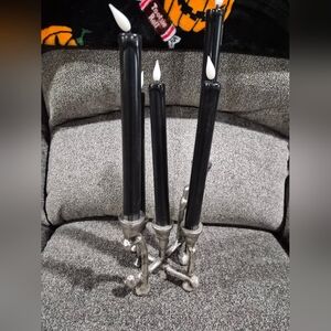 Killstar Silver Candelabara With Flameless Tapers Included
